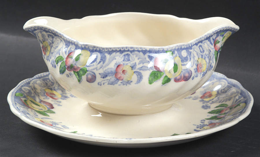 Pomeroy Blue, Multicolor Gravy Boat with Attached Underplate by Royal Doulton-1