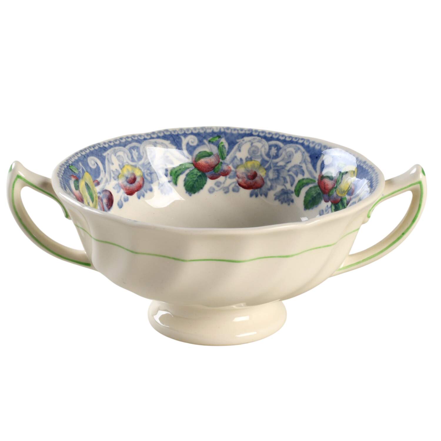 Pomeroy Blue, Multicolor Footed Cream Soup Bowl by Royal Doulton-1