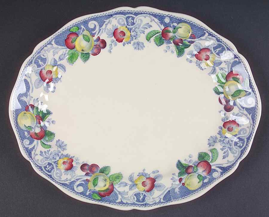 Pomeroy Blue, Multicolor 11" Oval Serving Platter by Royal Doulton-1