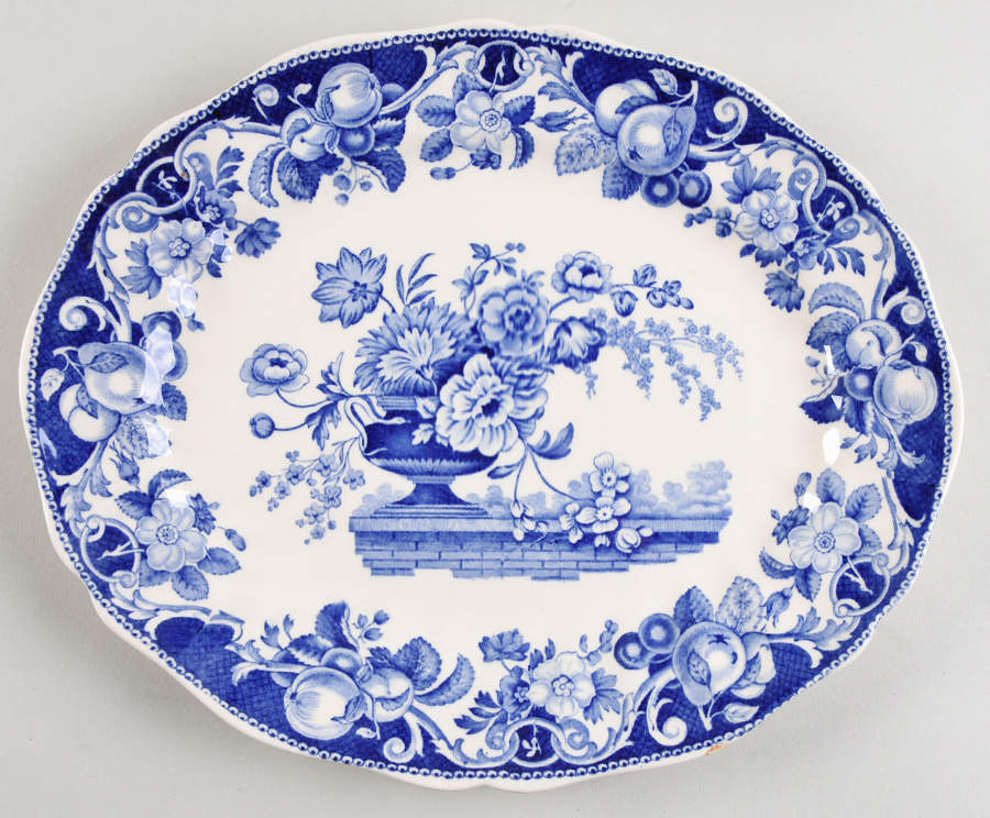 Pomeroy Blue and White (D6323) 11" Oval Serving Platter by Royal Doulton-1