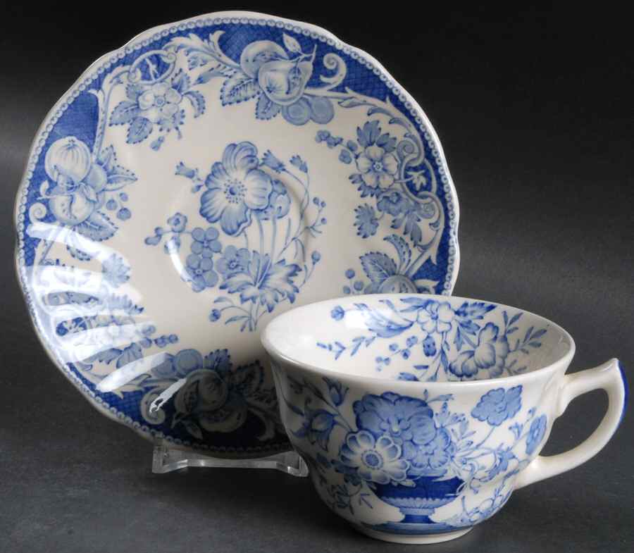 Pomeroy Blue and White (D6323) Flat Cup & Saucer Set by Royal Doulton-1