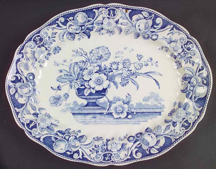 Pomeroy Blue and White (D6323) 13" Oval Serving Platter by Royal Doulton-1