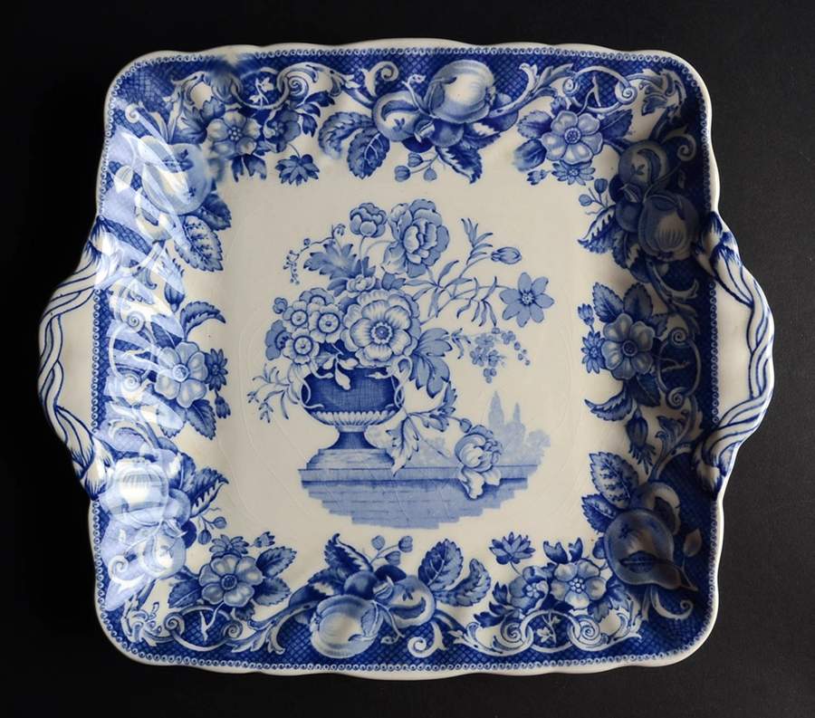 Pomeroy Blue and White (D6323) Square Handled Cake Plate by Royal Doulton-1