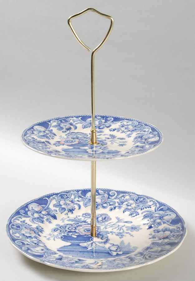 Pomeroy Blue, Multicolor 2-Tiered Serving Tray (Salad & Bread/Butter Plate) by Royal Doulton-1