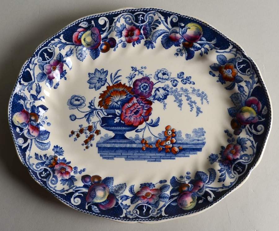 Pomeroy Blue, Multicolor 11" Oval Serving Platter by Royal Doulton-1