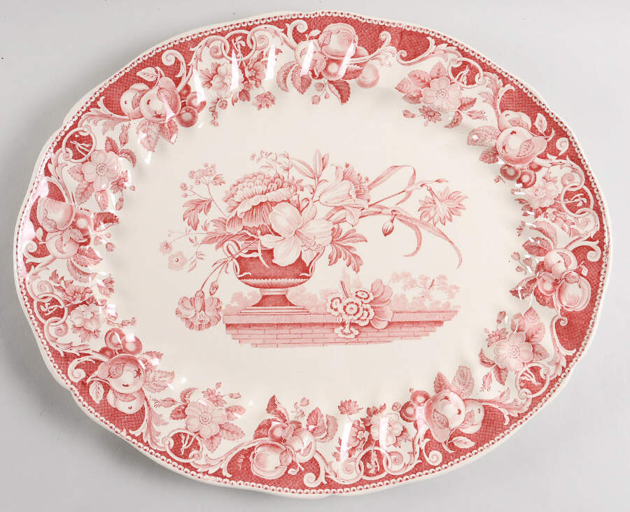 Pomeroy Red 17" Oval Serving Platter by Royal Doulton-1