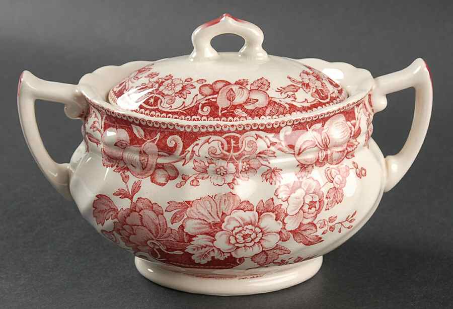 Pomeroy Red Sugar Bowl & Lid by Royal Doulton-1