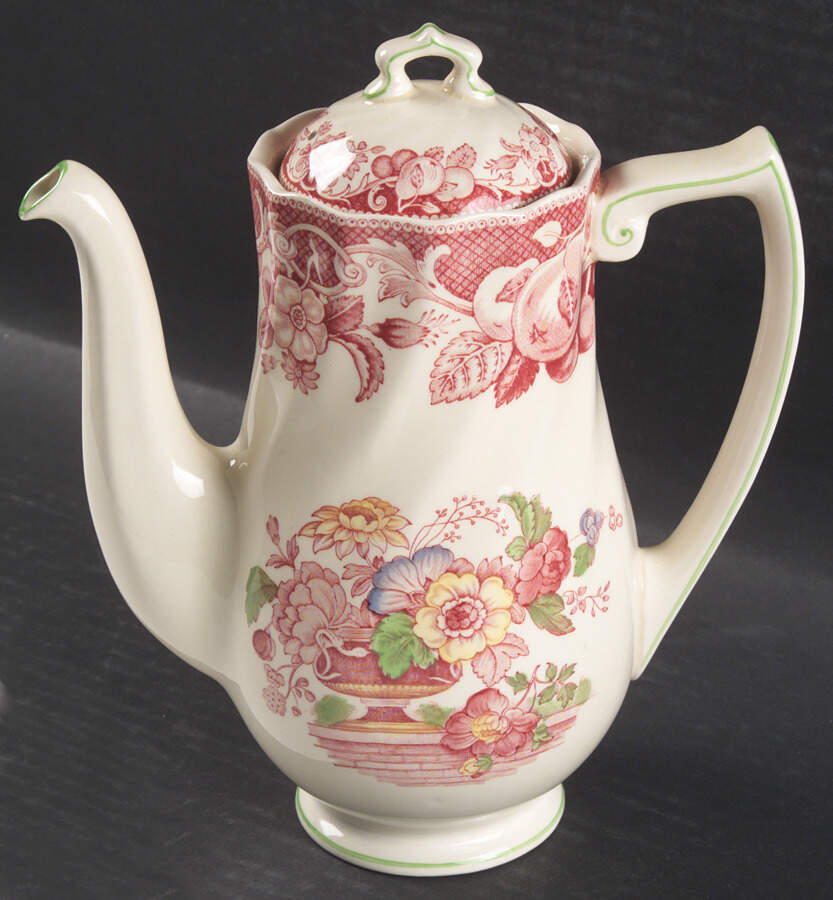 Pomeroy Red Multicolor (Center Design) Coffee Pot & Lid by Royal Doulton-1