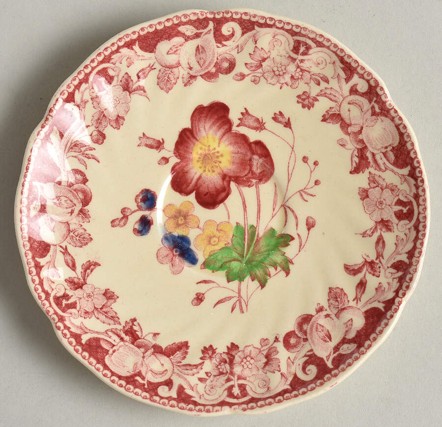 Pomeroy Red Multicolor (Center Design) Saucer for Demitasse Cup by Royal Doulton-1