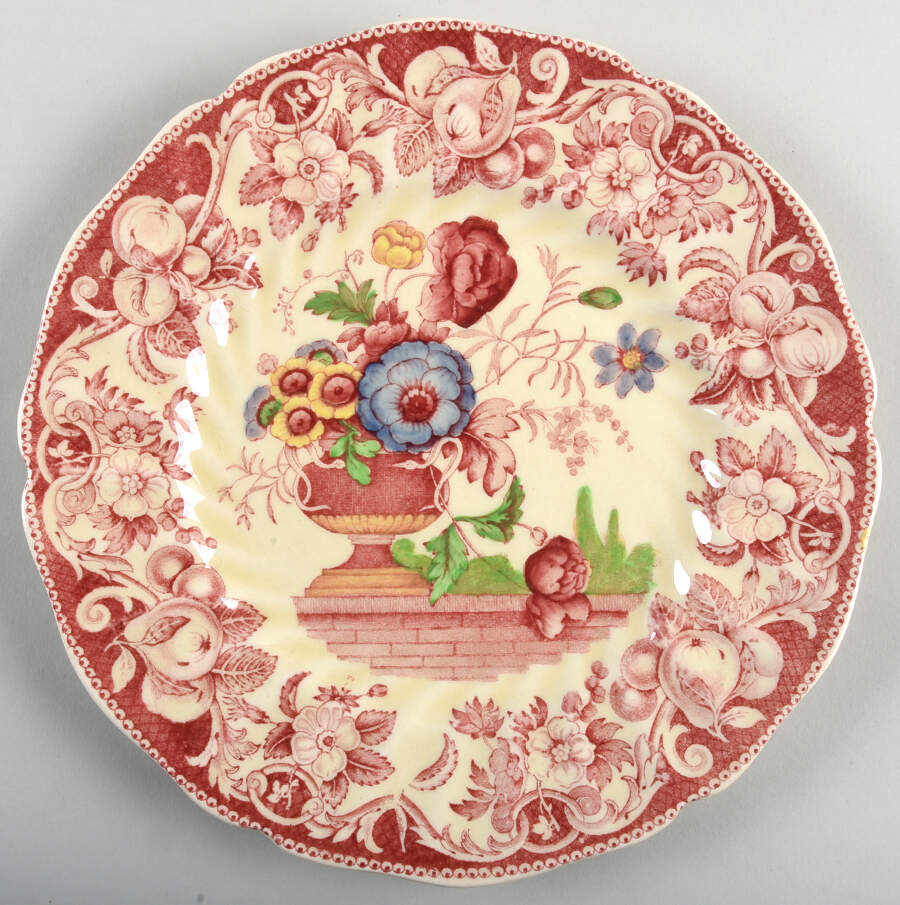 Pomeroy Red Multicolor (Center Design) Salad Plate by Royal Doulton-1