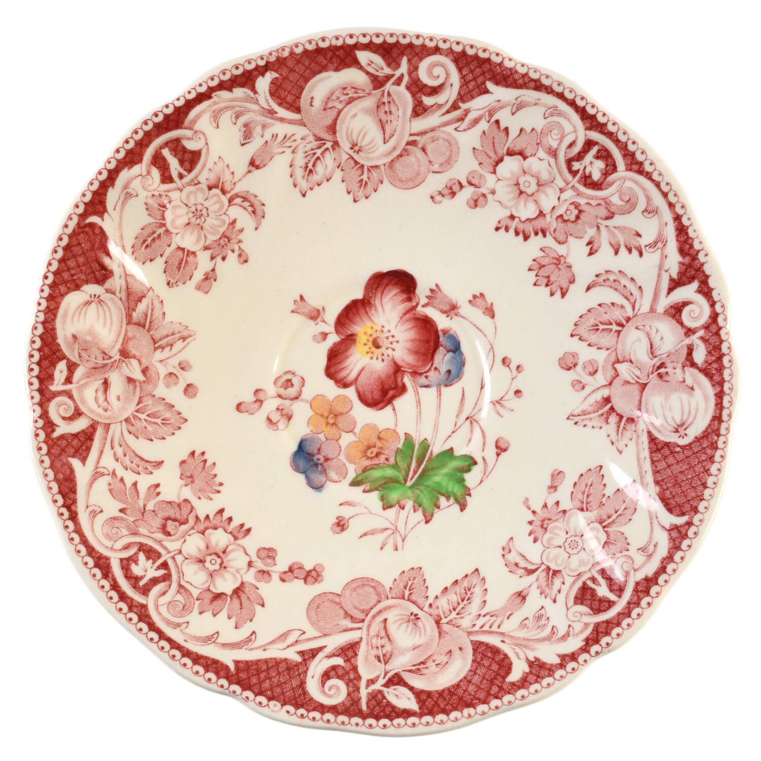 Pomeroy Red Multicolor (Center Design) Saucer for Flat Cup by Royal Doulton-1
