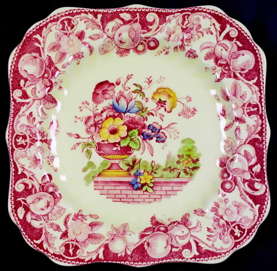 Pomeroy Red Multicolor (Center Design) Square Salad Plate by Royal Doulton-1