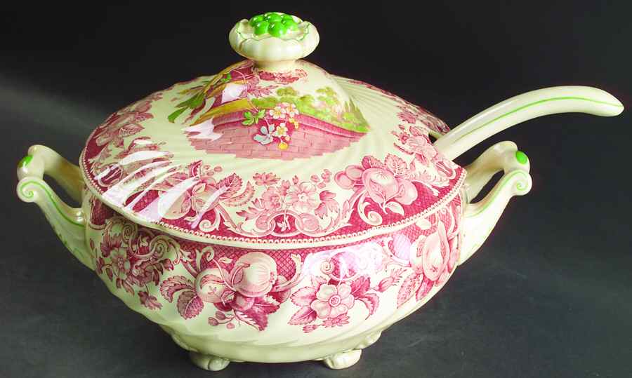 Pomeroy Red Multicolor (Center Design) Tureen & Lid w/Ladle by Royal Doulton-1