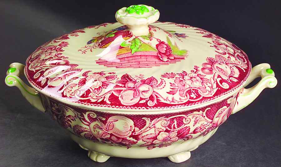 Pomeroy Red Multicolor (Center Design) Round Covered Vegetable by Royal Doulton-1