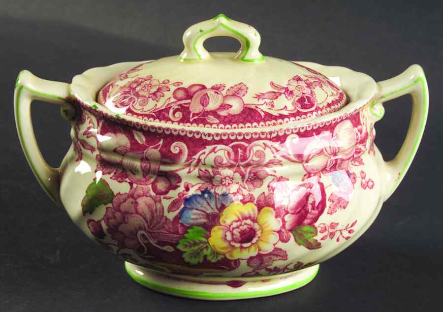 Pomeroy Red Multicolor (Center Design) Sugar Bowl & Lid by Royal Doulton-1