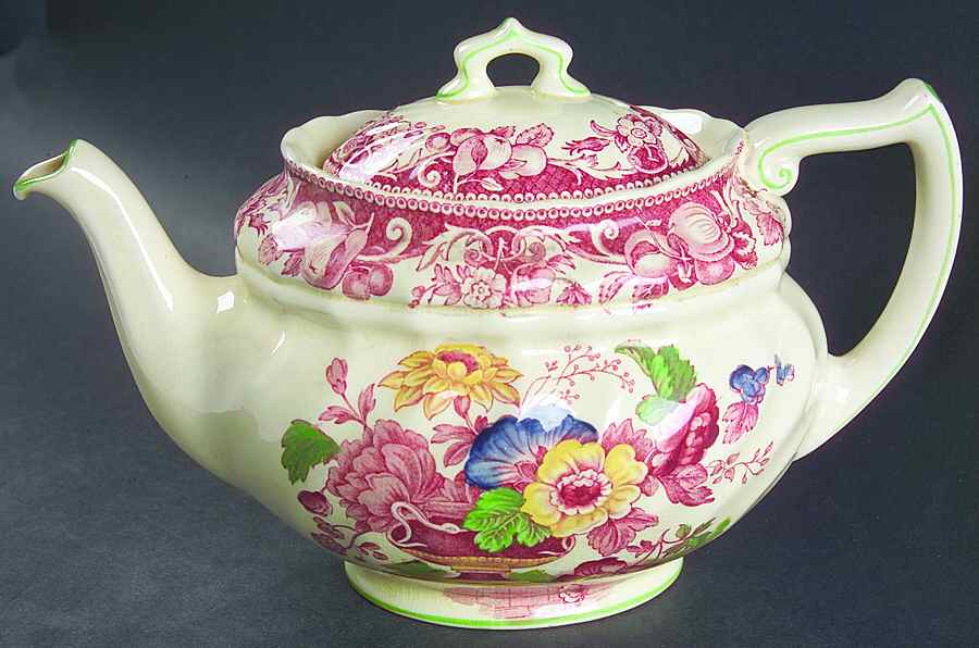 Pomeroy Red Multicolor (Center Design) Teapot & Lid by Royal Doulton-1
