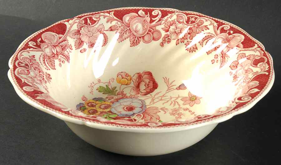Pomeroy Red Multicolor (Center Design) 9" Round Vegetable Bowl by Royal Doulton-1