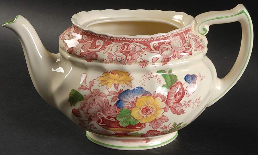 Pomeroy Red Multicolor (Center Design) Teapot No Lid by Royal Doulton-1