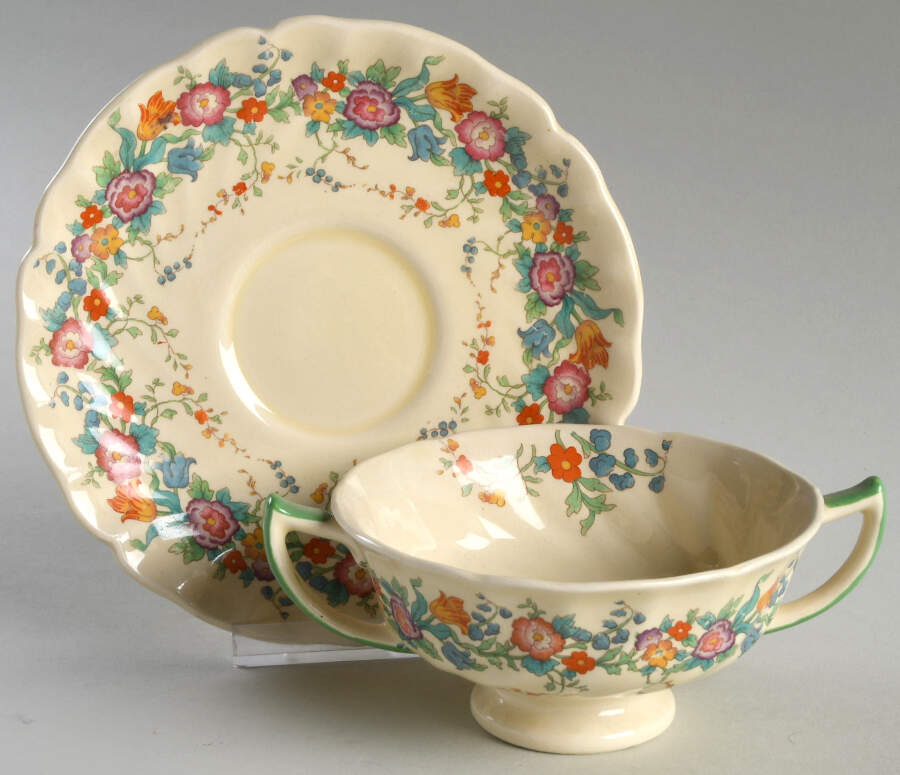 Portland, The Footed Cream Soup Bowl & Saucer Set by Royal Doulton-1