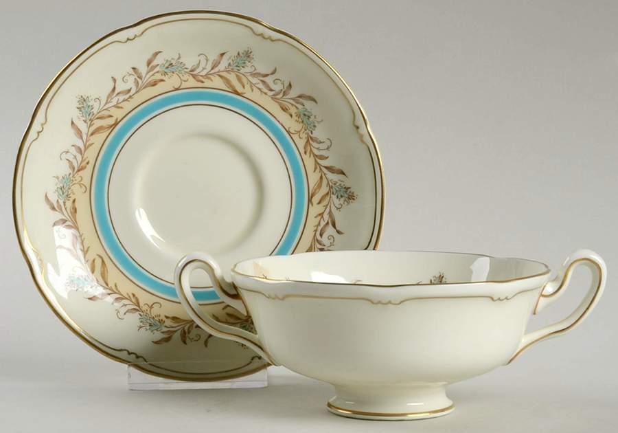 Prelude Footed Cream Soup Bowl & Saucer Set by Royal Doulton-1