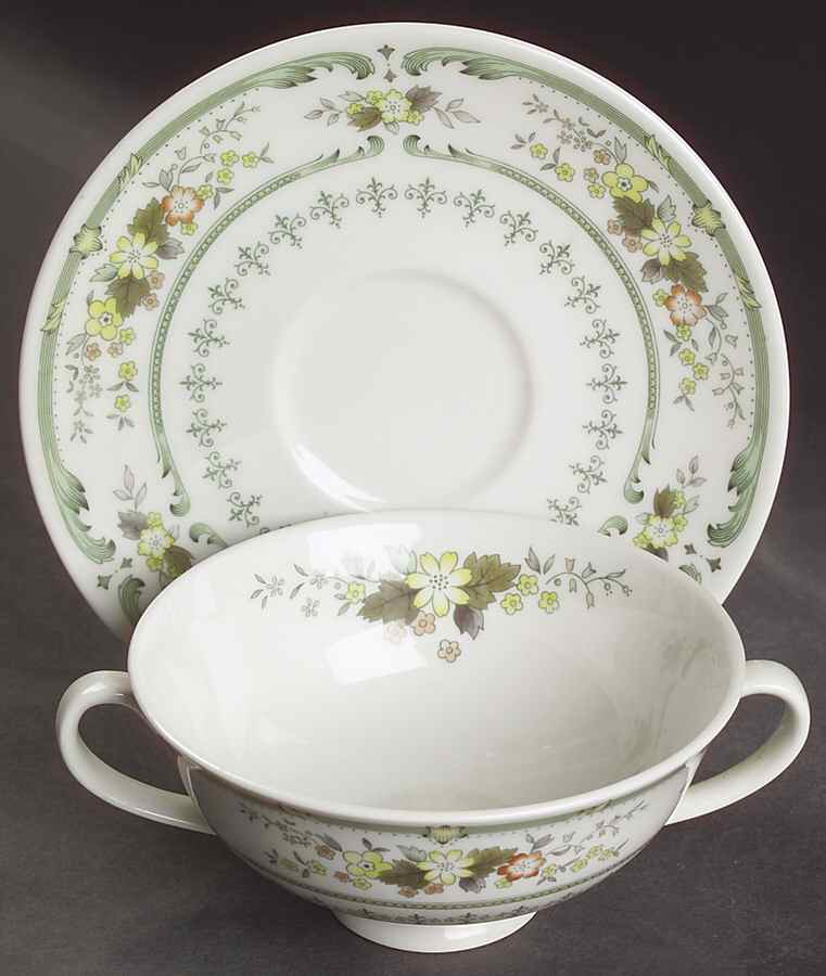 Provencal Footed Cream Soup Bowl & Saucer Set by Royal Doulton-1