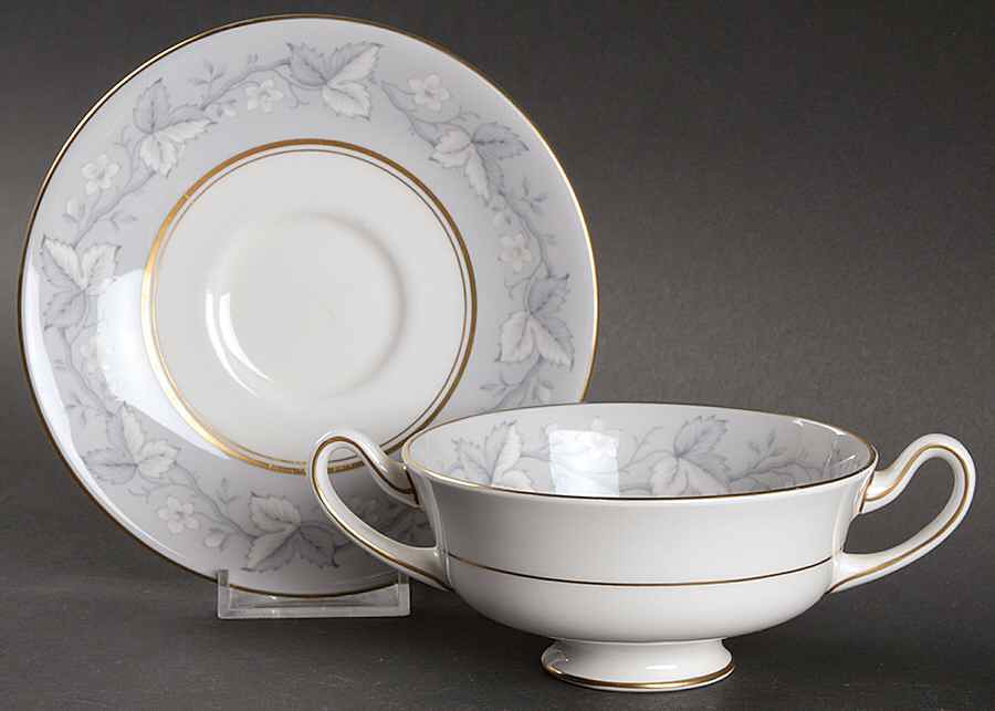 Queensbury Footed Cream Soup Bowl & Saucer Set by Royal Doulton-1