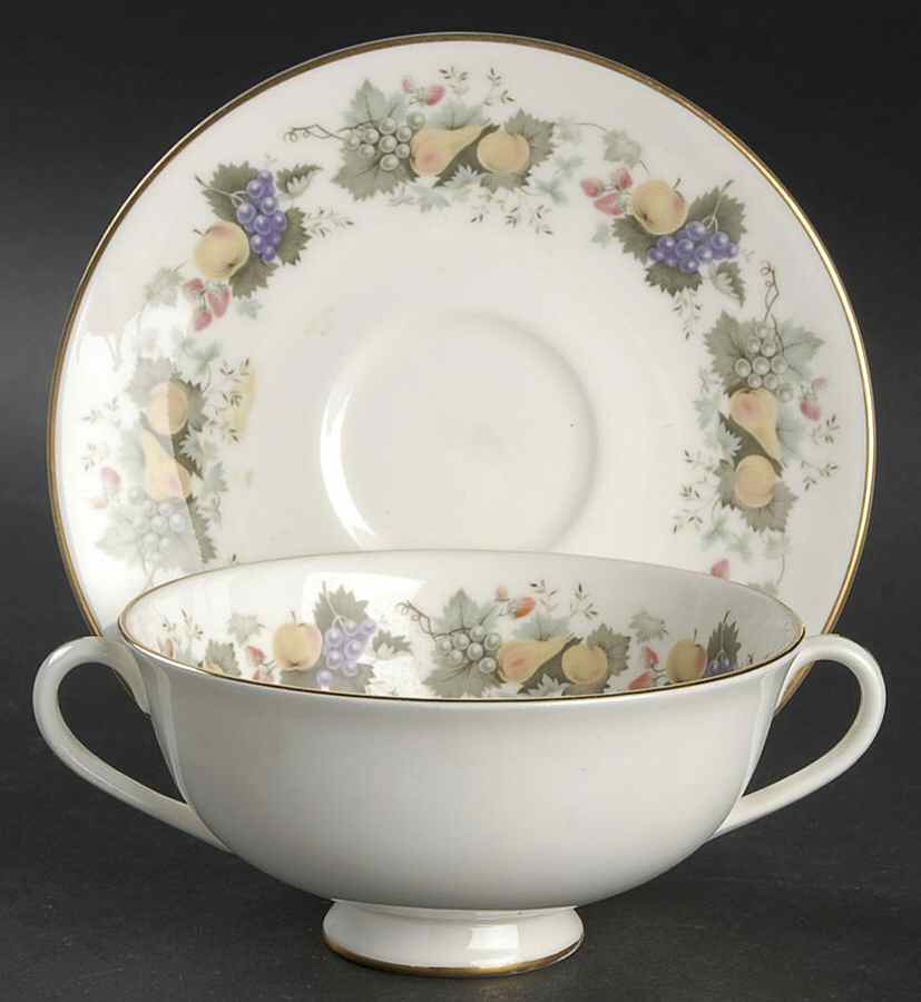 Ravenna Footed Cream Soup Bowl & Saucer Set by Royal Doulton-1