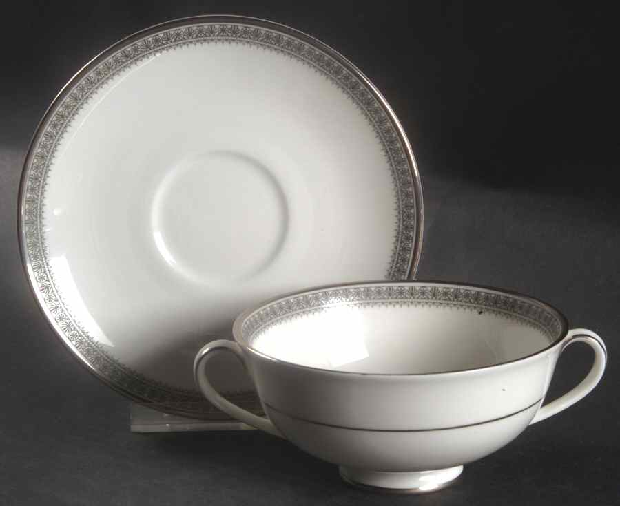 Ravenswood Footed Cream Soup Bowl & Cup Saucer Set by Royal Doulton-1