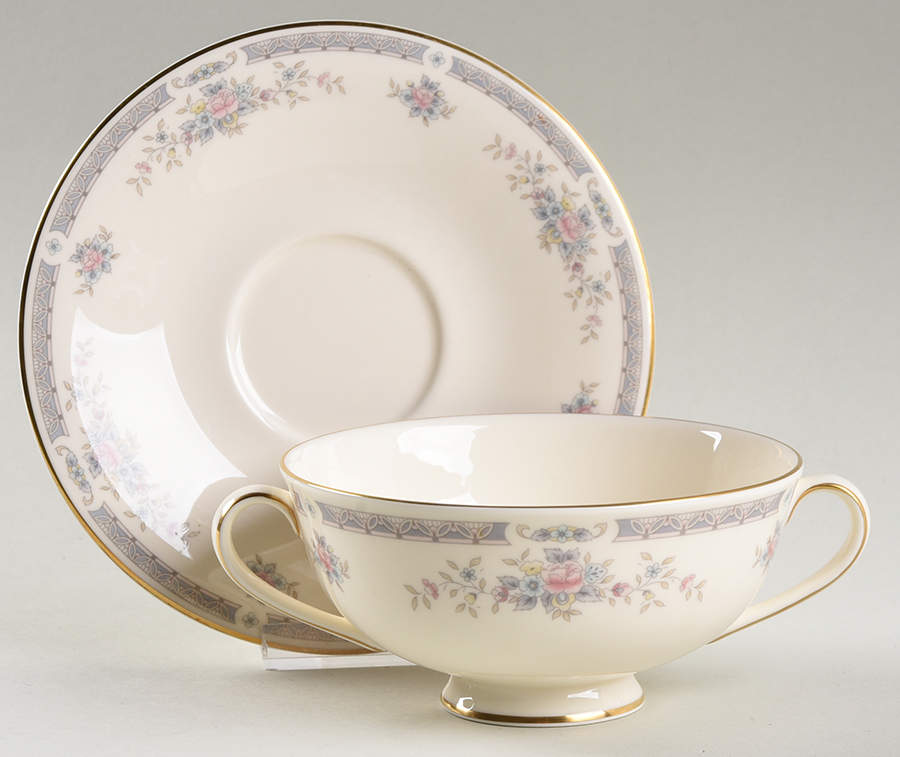 Rebecca Footed Cream Soup Bowl & Saucer Set by Royal Doulton-1