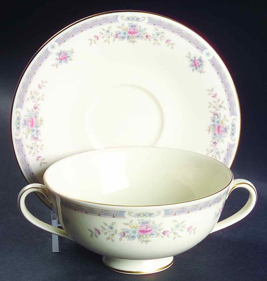 Rebecca Footed Cream Soup Bowl & Saucer Set by Royal Doulton-1
