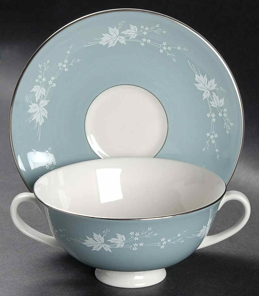 Reflection Footed Cream Soup Bowl & Saucer Set by Royal Doulton-1
