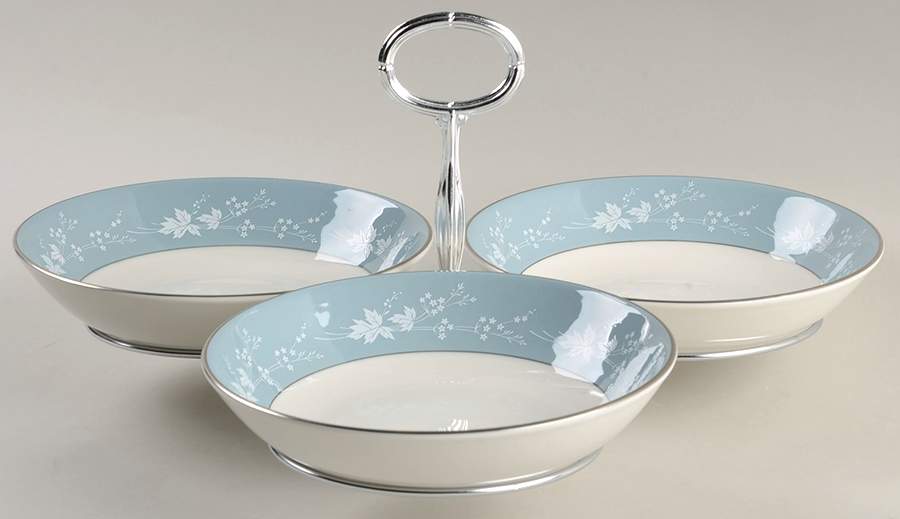Reflection 7" x 12" 3-Part Relish & Metal Stand (CERC) HC by Royal Doulton-1