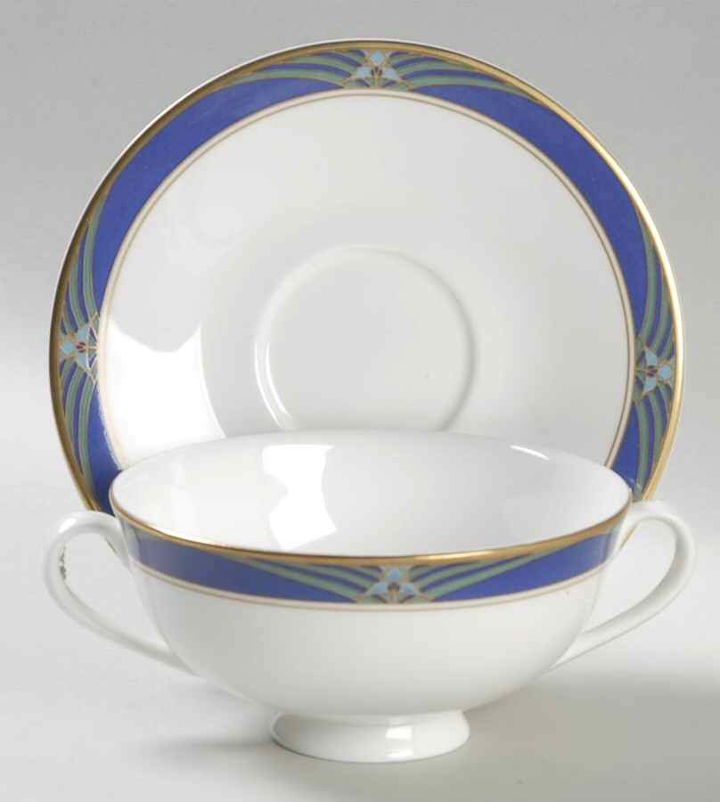Regalia Footed Cream Soup Bowl & Saucer Set by Royal Doulton-1