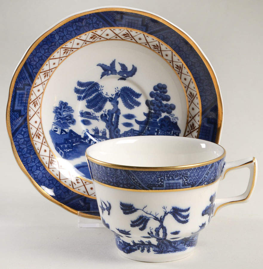 Real Old Willow Flat Cup & Saucer Set by Royal Doulton-1