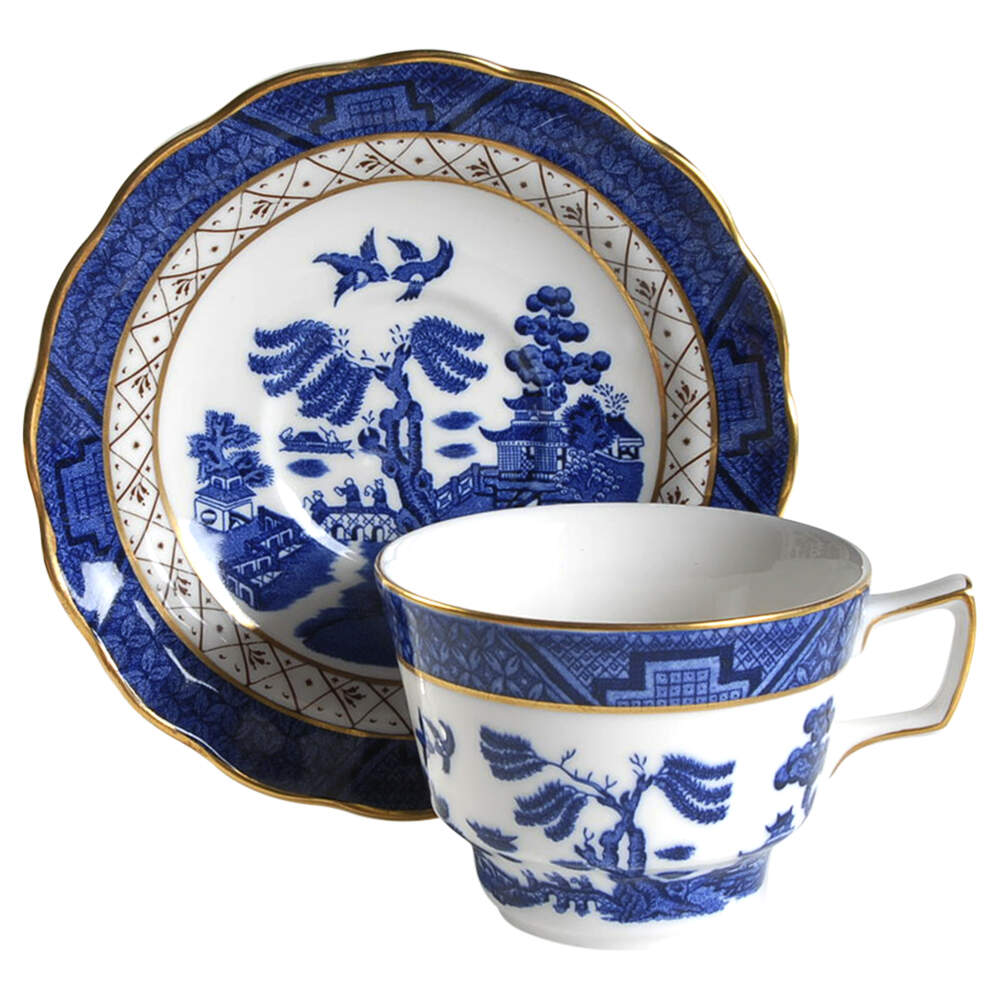 Real Old Willow Flat Cup & Saucer Set by Royal Doulton-1