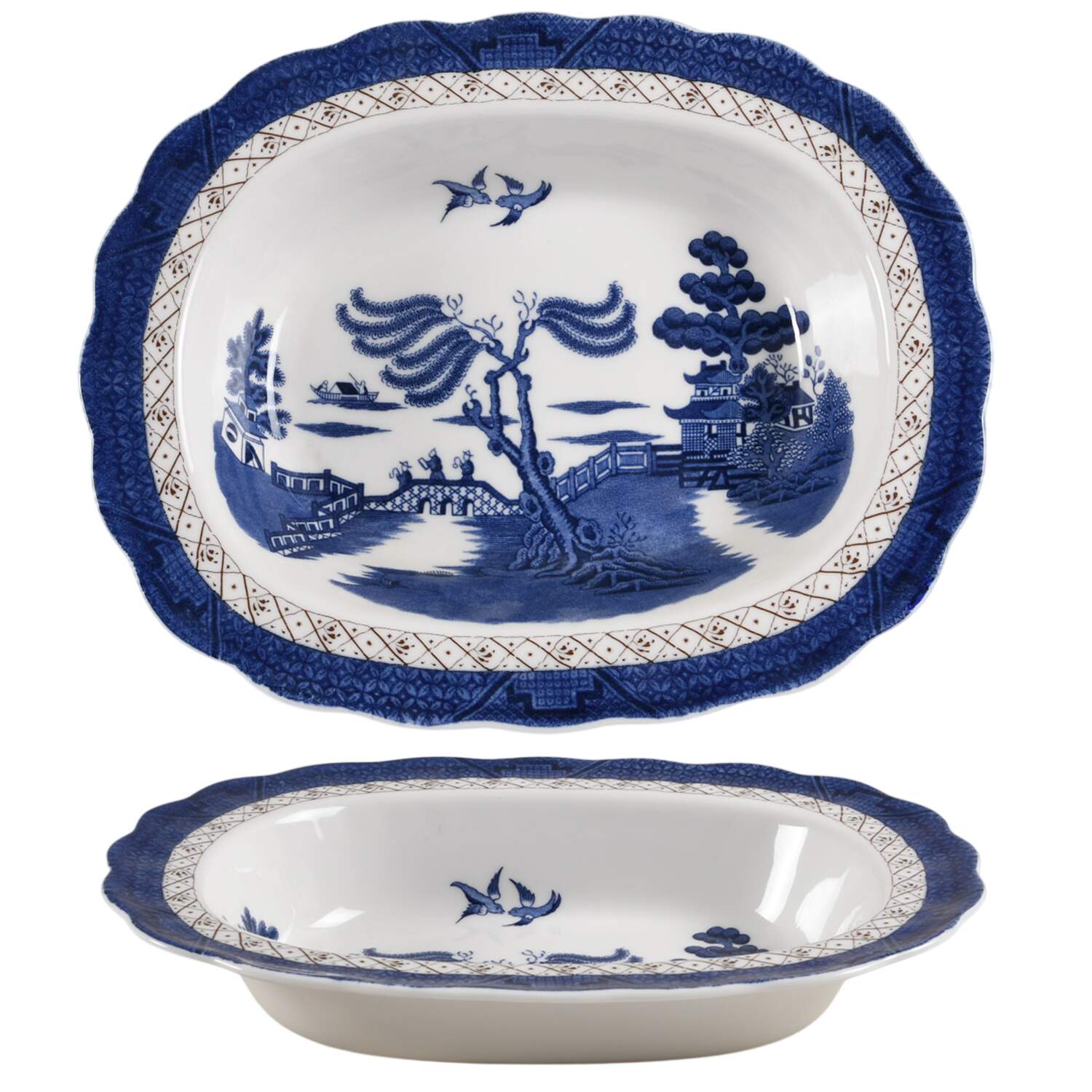 Real Old Willow 10" Oval Vegetable Bowl by Royal Doulton-1