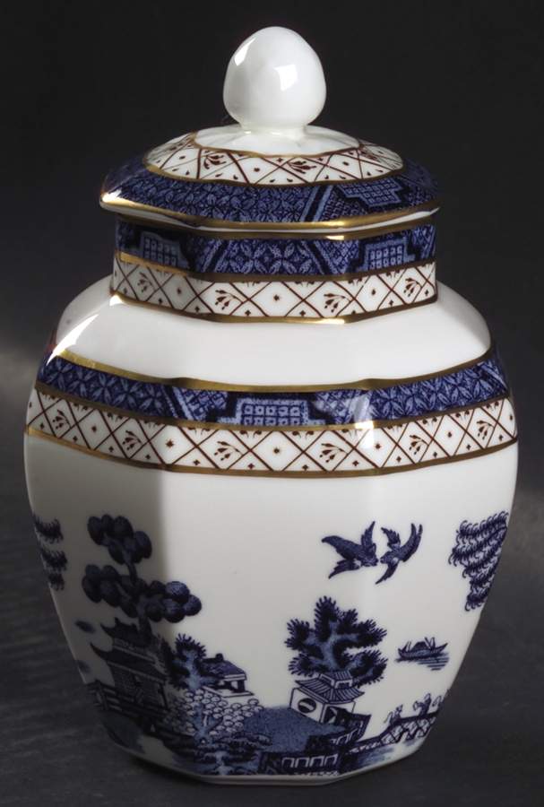 Real Old Willow 4" Octagonal Jar & Lid by Royal Doulton-1
