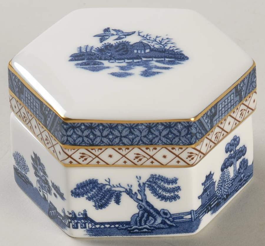 Real Old Willow Hexagonal Box & Lid by Royal Doulton-1