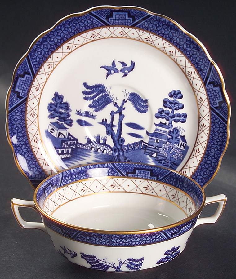 Real Old Willow Flat Cream Soup & Saucer Set by Royal Doulton-1