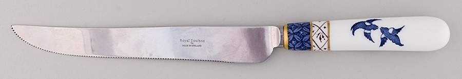 Real Old Willow Cake Knife/Server with Stainless Blade by Royal Doulton-1