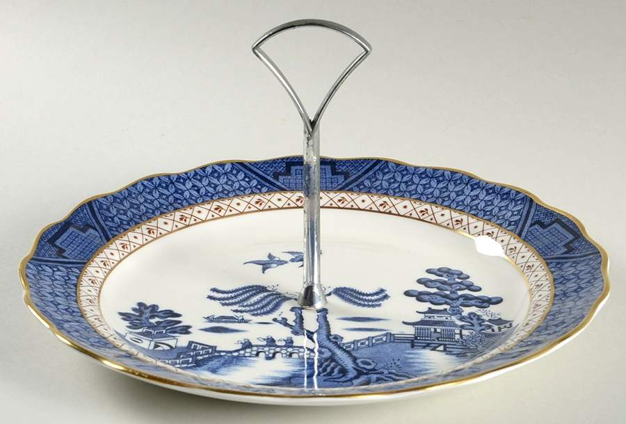 Real Old Willow Round Serving Plate with Handle (DP) by Royal Doulton-1