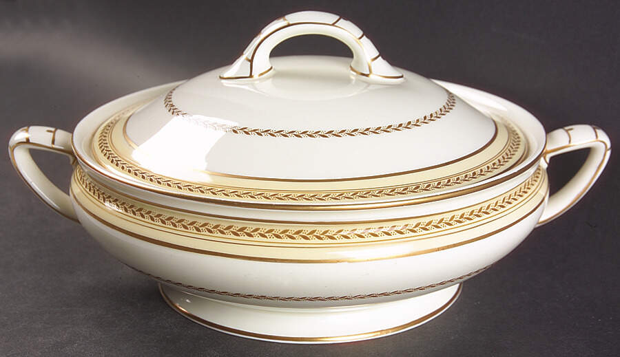 The Repton (Gold Trim) Round Covered Vegetable by Royal Doulton-1