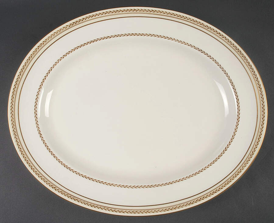 The Repton (Gold Trim) 15" Oval Serving Platter by Royal Doulton-1