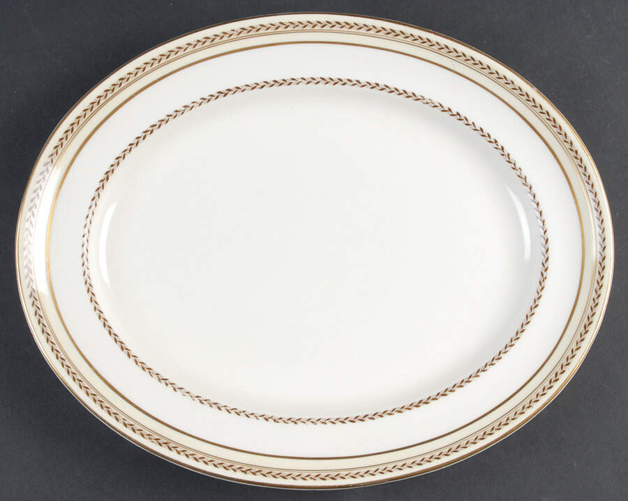 The Repton (Gold Trim) 12" Oval Serving Platter by Royal Doulton-1