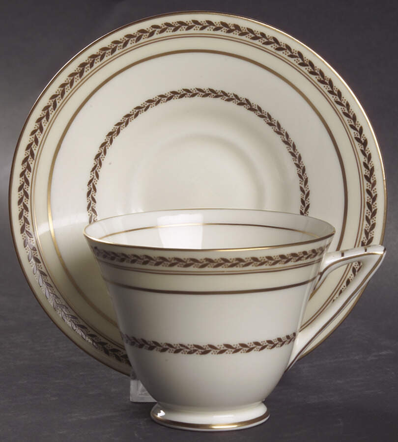 The Repton (Gold Trim) Footed Cup & Saucer Set by Royal Doulton-1