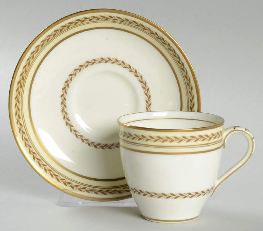 The Repton (Gold Trim) Flat Demitasse Cup & Saucer Set by Royal Doulton-1