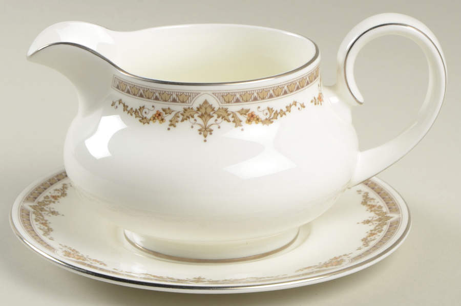 Repton (Platinum Trim) Round Gravy Boat & Underplate by Royal Doulton-1