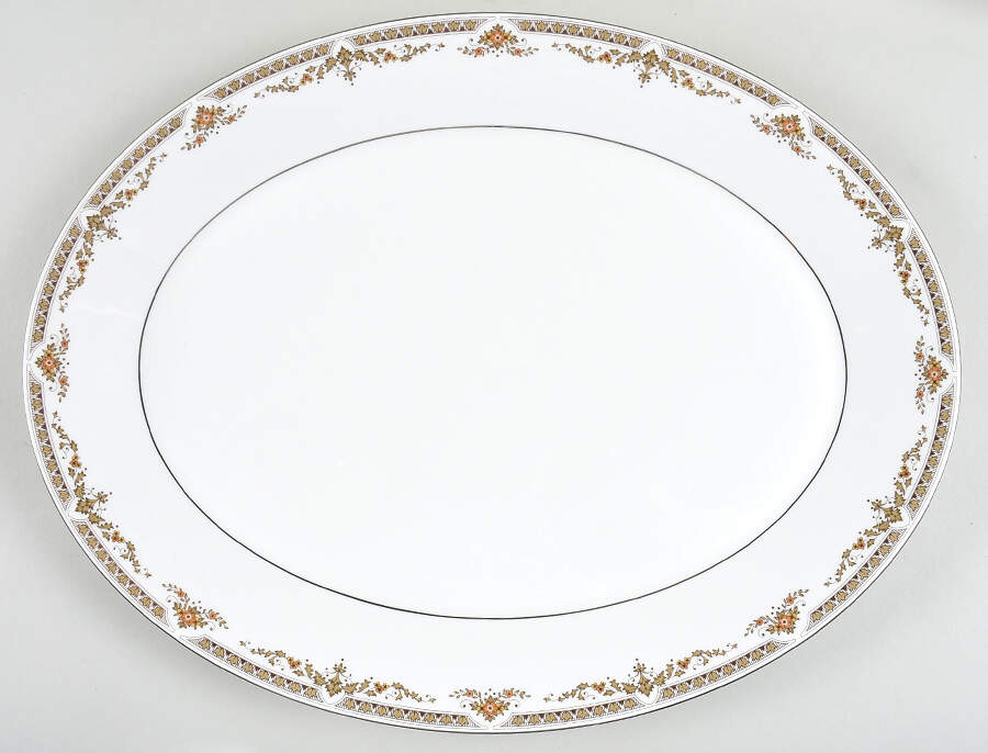 Repton (Platinum Trim) 16" Oval Serving Platter by Royal Doulton-1