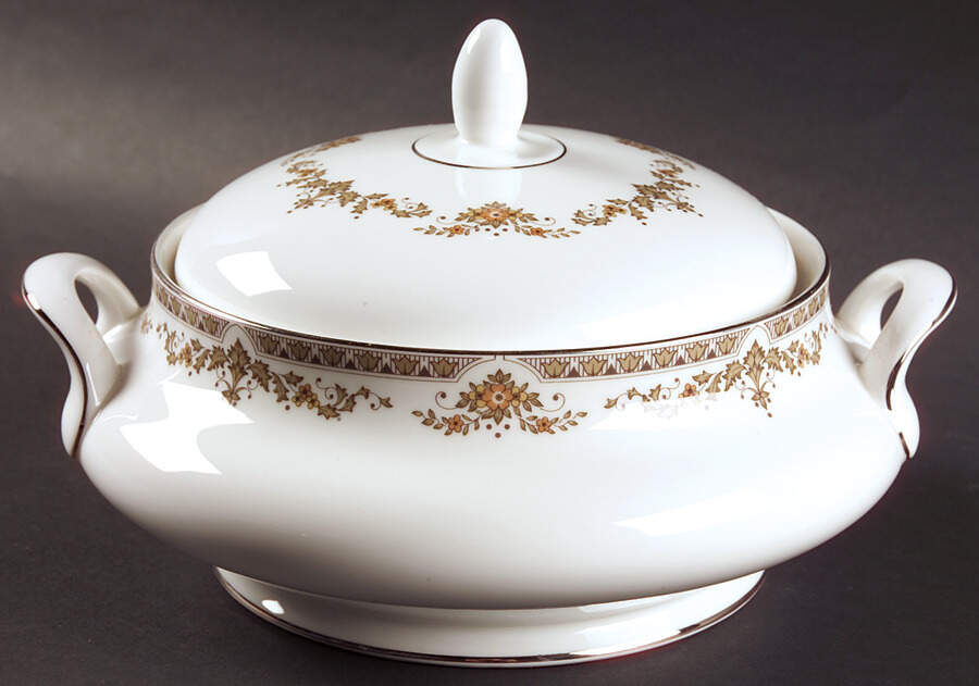 Repton (Platinum Trim) Round Covered Vegetable by Royal Doulton-1
