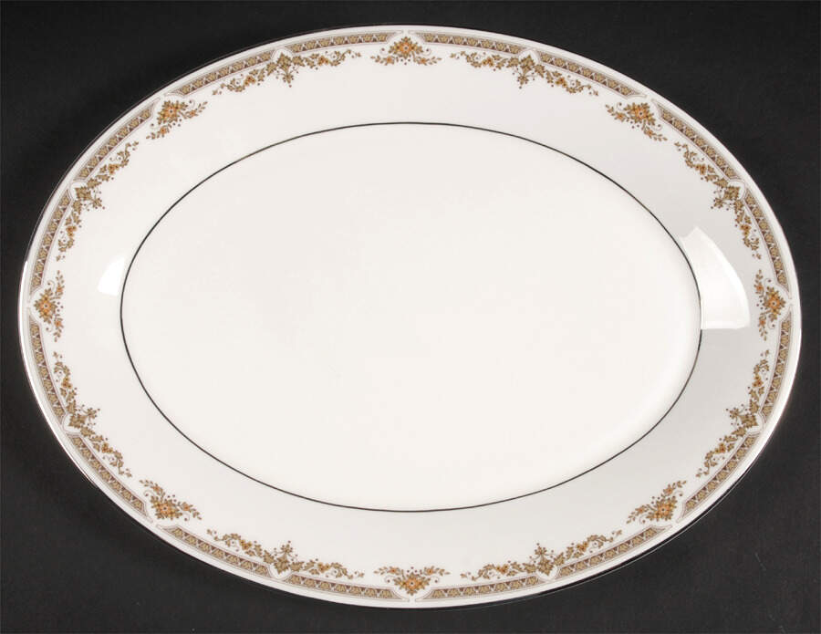 Repton (Platinum Trim) 13" Oval Serving Platter by Royal Doulton-1